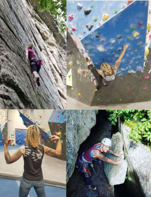 collage of jackie the climbing instructor